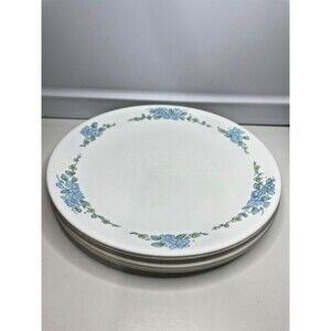 Corelle Morning Song Set Of 7 Dinner Plates 10 1/4” Blue Flowers dishwasher mark